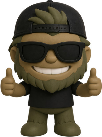 Mountain Dude mascot giving two thumbs up