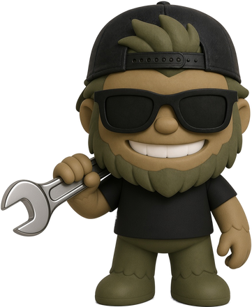 Mountain Dude mascot holding a wrench